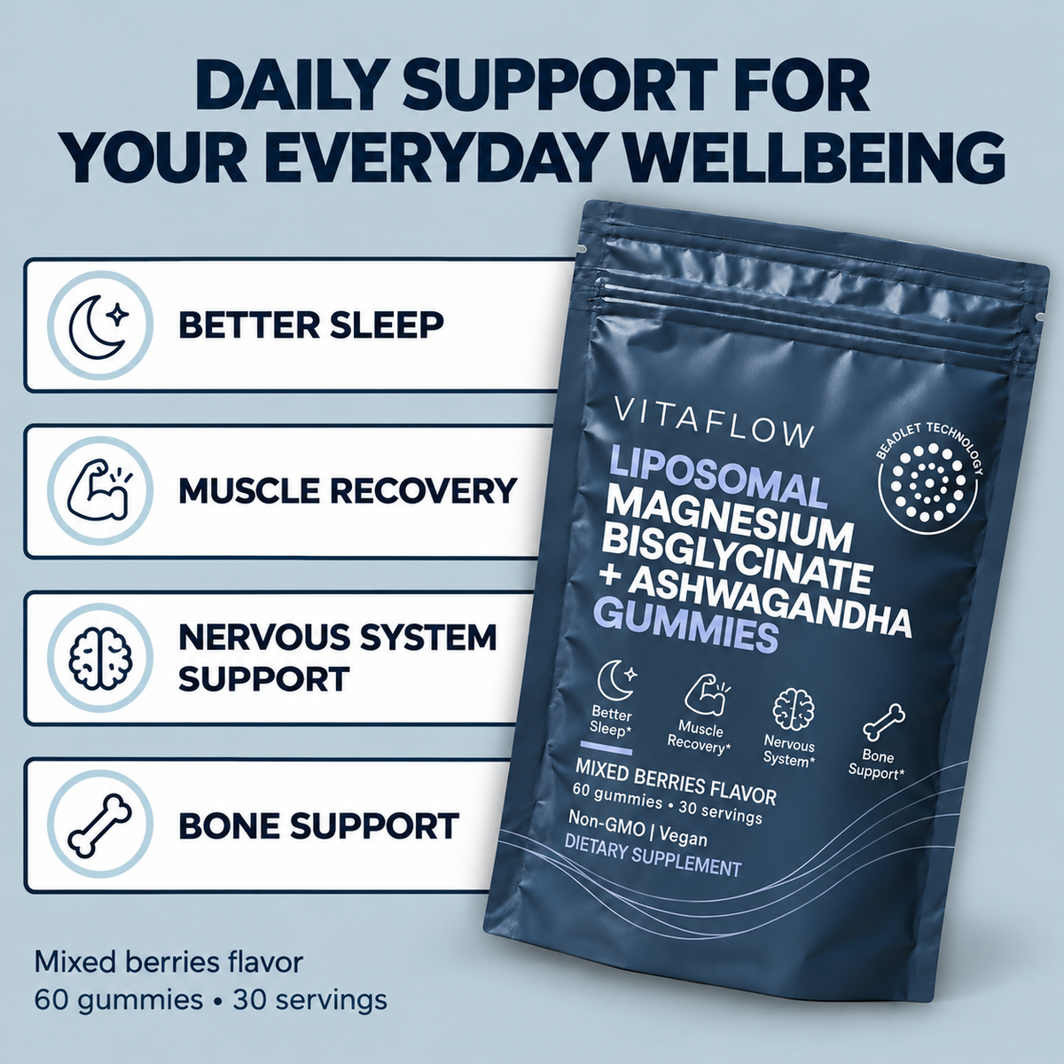 Liposomal Magnesium Bisglycinate + Ashwagandha Gummies